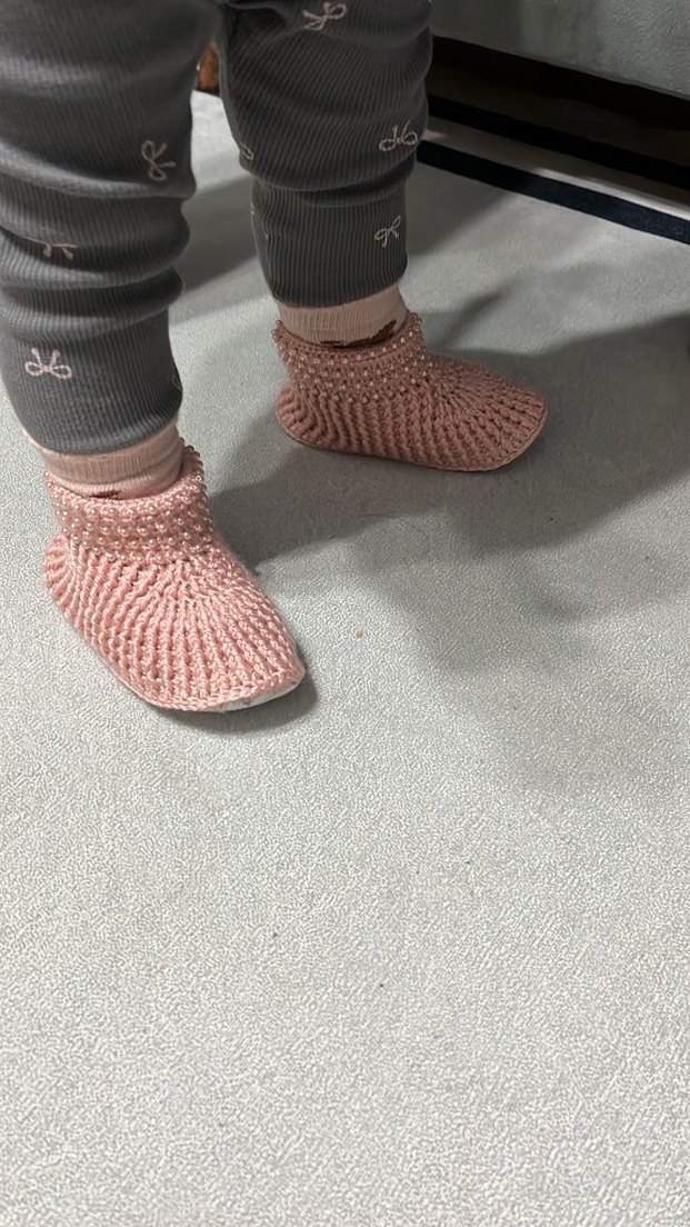 Pembe Örgü Topuklu Kadın Terlik - Görsel 2