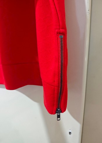 l Beden kırmızı Renk Kırmızı Kadın Kısa Kollu Salaş Sweatshirt