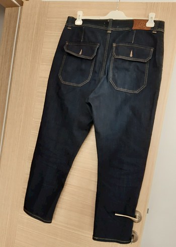 Erkek Lacivert Kemerli Normal Kesim Kot Pantolon - Görsel 3