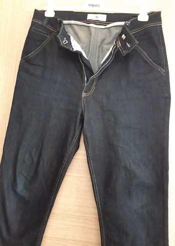 Erkek Lacivert Kemerli Normal Kesim Kot Pantolon - Görsel 14