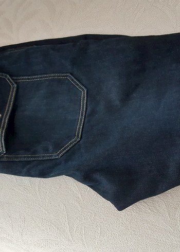 Erkek Lacivert Kemerli Normal Kesim Kot Pantolon - Görsel 18