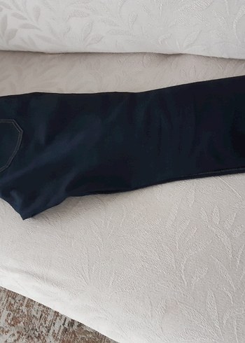 Erkek Lacivert Kemerli Normal Kesim Kot Pantolon - Görsel 17