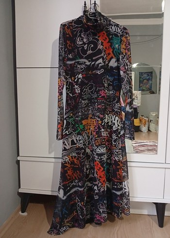 Uzun Desenli Street Style Elbise