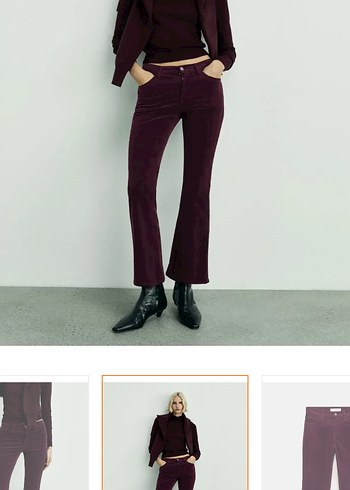 Mango kadife ispanyol fitilli mor pantolon - Görsel 2