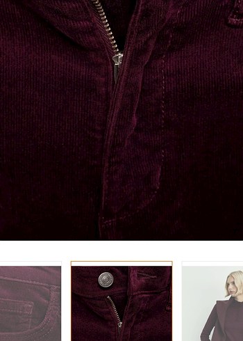 Mango kadife ispanyol fitilli mor pantolon - Görsel 3