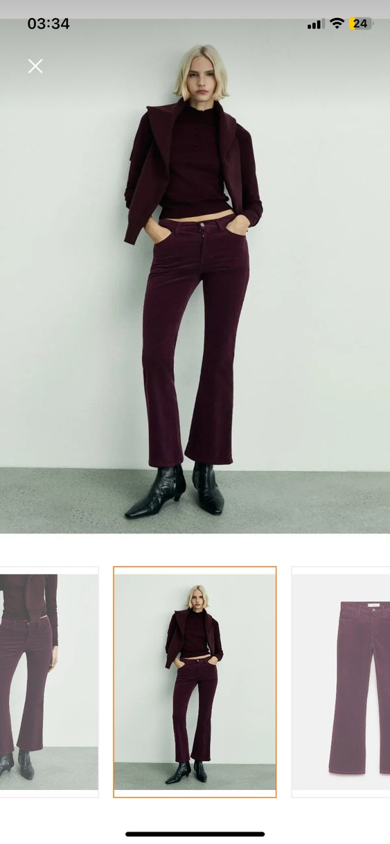 Mango kadife ispanyol fitilli mor pantolon - Görsel 2