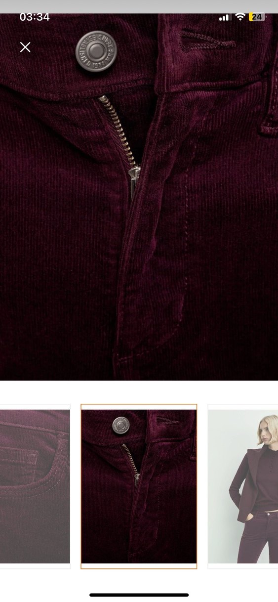 Mango kadife ispanyol fitilli mor pantolon - Görsel 3