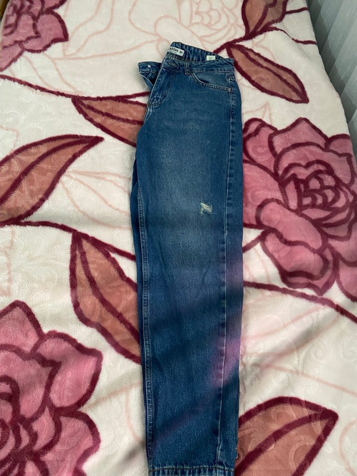 Düğmeli Mavi  Kadın Jean - Görsel 2