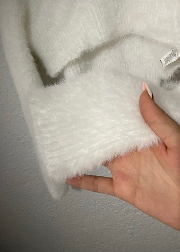 Beyaz Örgü Mini Balıkçı Yaka Kazak - Görsel 5