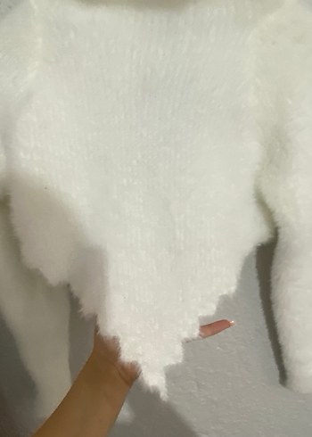 Beyaz Örgü Mini Balıkçı Yaka Kazak - Görsel 2