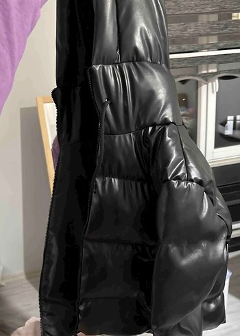 Siyah deri mont - Görsel 2