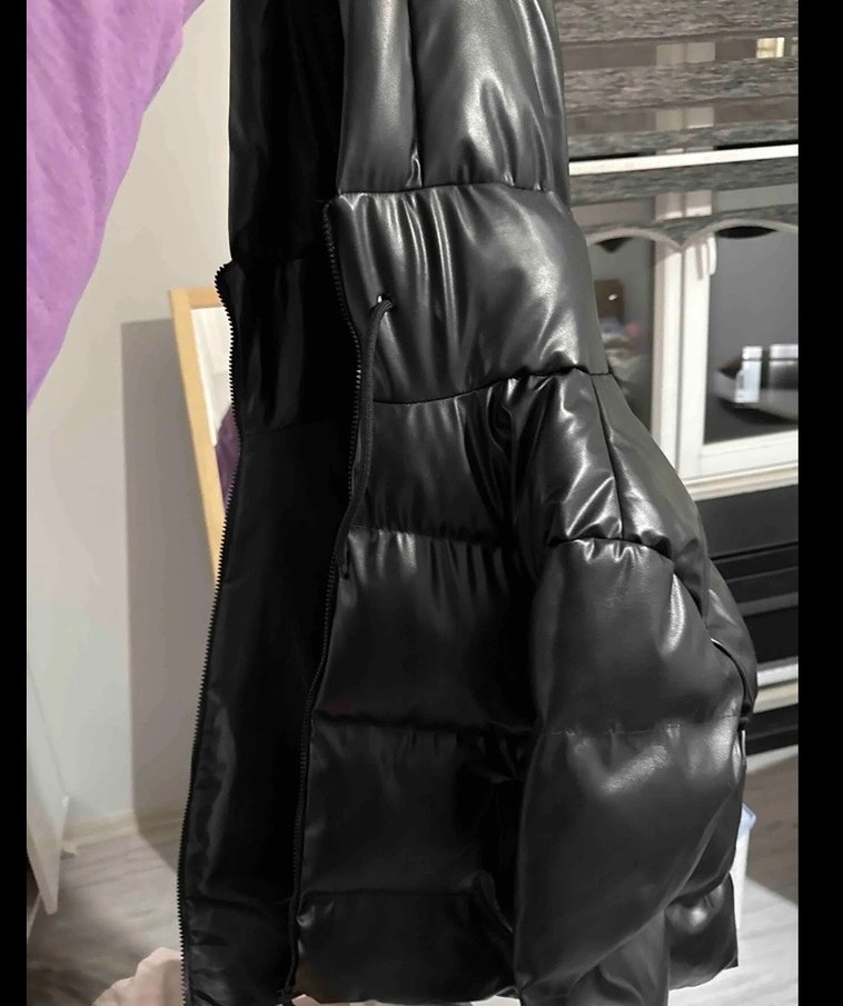 Siyah deri mont - Görsel 2