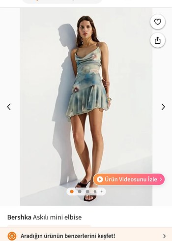 Bershka Pastel Mavi Beyaz Mini Elbise Hafif Ve Sik