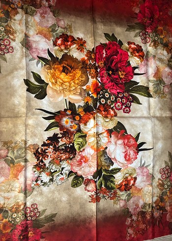 Kırmızı Parlak Bohem Kadın İpek Fular - Görsel 3