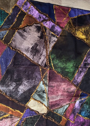 Kadın Çok Renkli İpek Görünümlü Drapeli Eşarp - Görsel 2