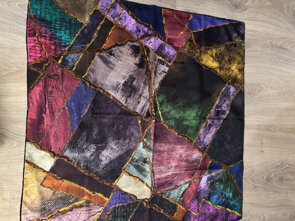 Kadın Çok Renkli İpek Görünümlü Drapeli Eşarp - Görsel 2