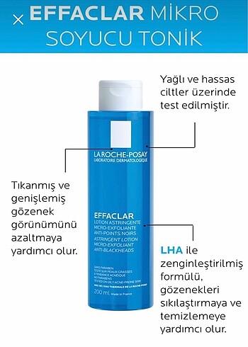  Beden Effaclar mikro soyucu tonik 200 ml