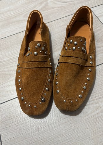 Kahverengi Süet Tokalı Blok Topuklu Kadın Loafer - Görsel 3