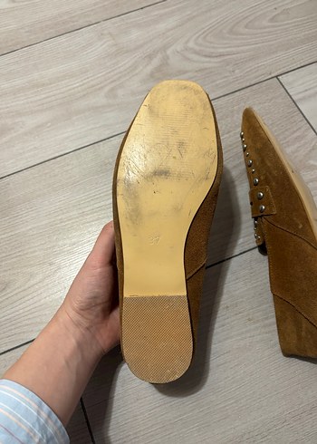 Kahverengi Süet Tokalı Blok Topuklu Kadın Loafer - Görsel 4