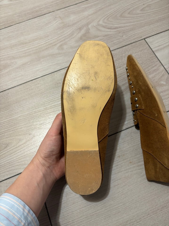 Kahverengi Süet Tokalı Blok Topuklu Kadın Loafer - Görsel 4