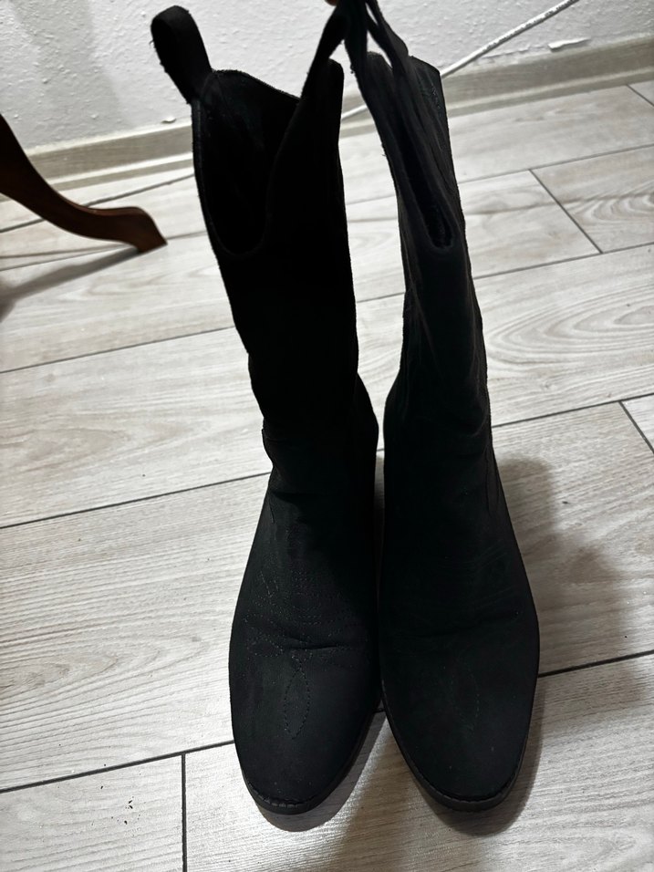 Siyah Süet Yılan Desenli Kadın Bot - Görsel 4