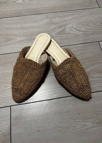 Bohem Tarz Örgü Kadın Terlik Kahverengi - Görsel 3