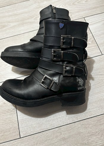 Siyah Deri Polo Orijinal Tokalı Kadın Bot - Görsel 2