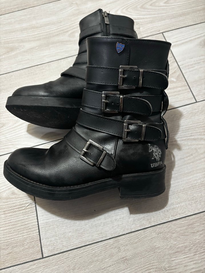 Siyah Deri Polo Orijinal Tokalı Kadın Bot - Görsel 2