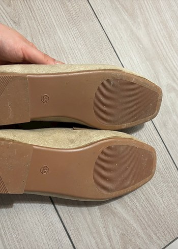 Bej Süet Taşlı Kadın Babet - Görsel 3