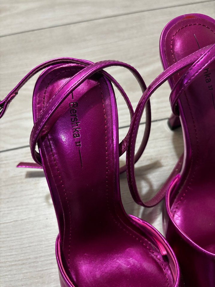 Pembe Parlak Stiletto Topuklu Kadın Ayakkabı - Görsel 5