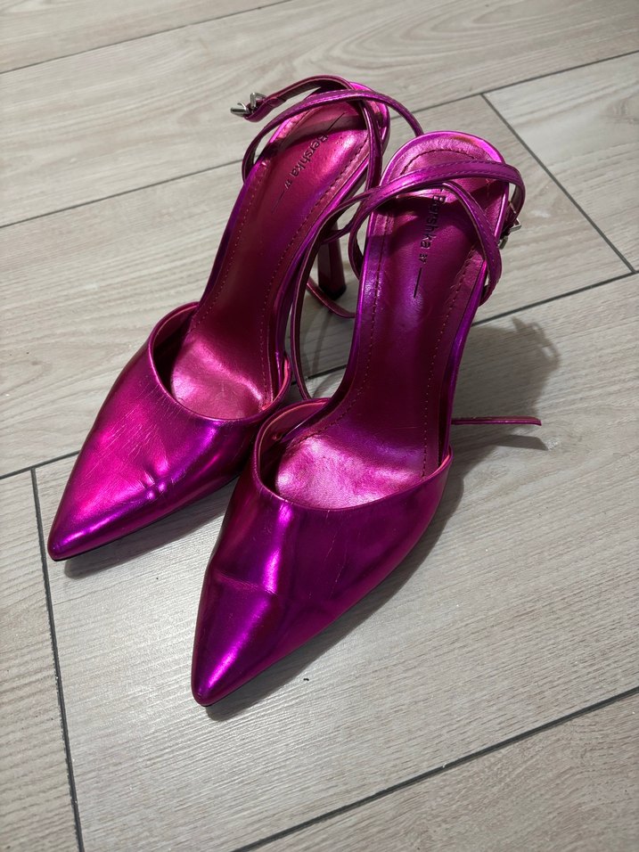 Pembe Parlak Stiletto Topuklu Kadın Ayakkabı - Görsel 2