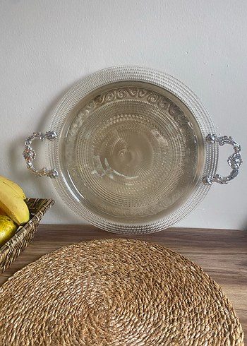 Bej Parlak Kulplu Tepsi - Görsel 3