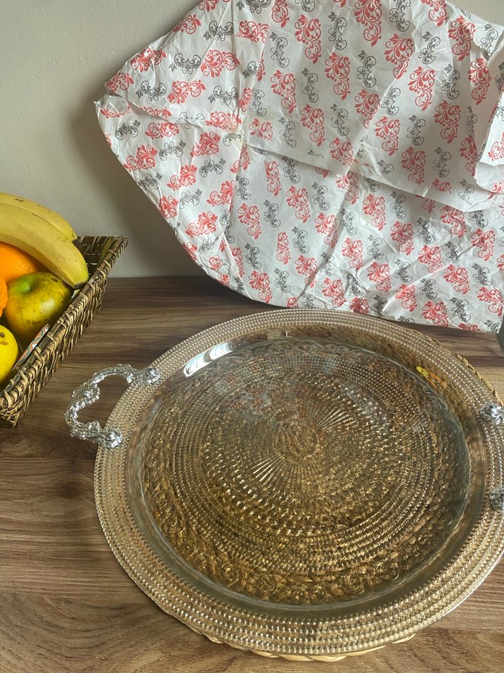 Bej Parlak Kulplu Tepsi - Görsel 4