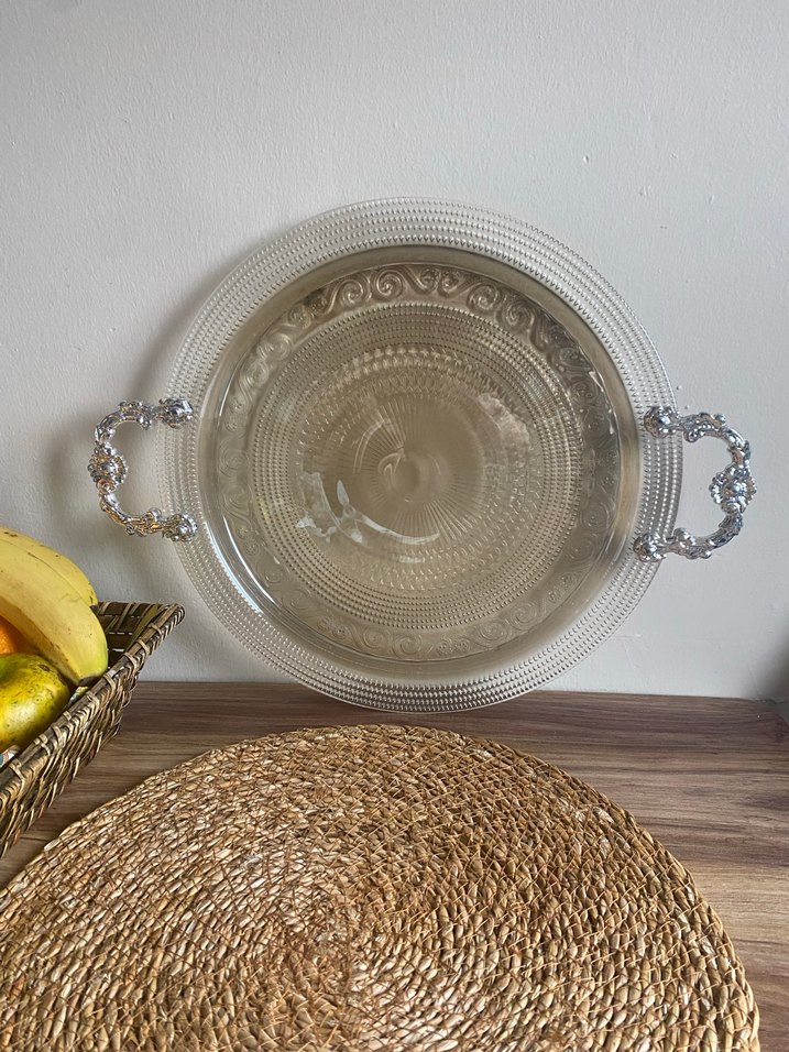 Bej Parlak Kulplu Tepsi - Görsel 3