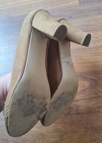 camel süet Dolgu Topuklu Vintage Stiletto - Görsel 2