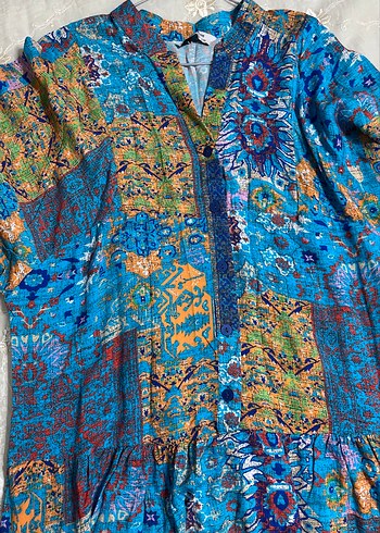 Bohem Renkli Uzun Elbise - Görsel 3