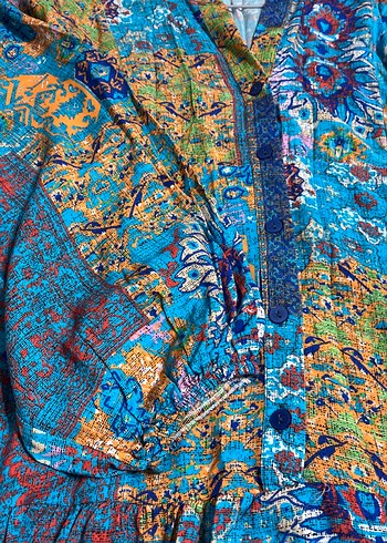 Bohem Renkli Uzun Elbise - Görsel 4