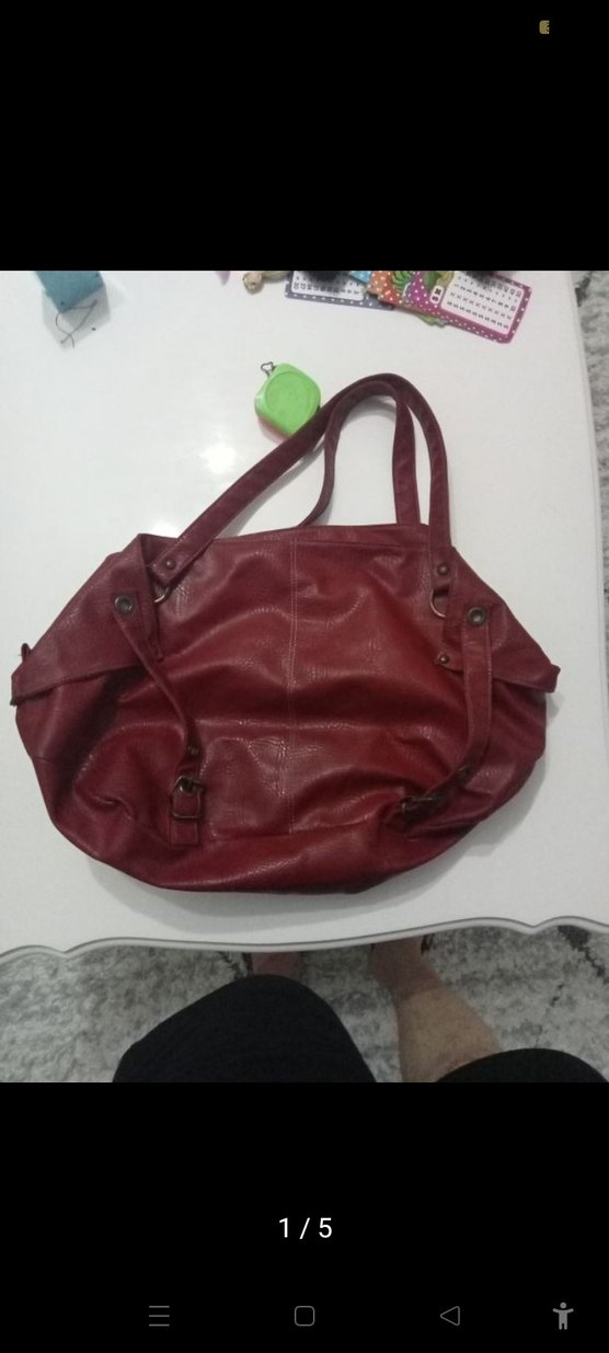 Bordo Deri Kadın Omuz Çantası - Görsel 4
