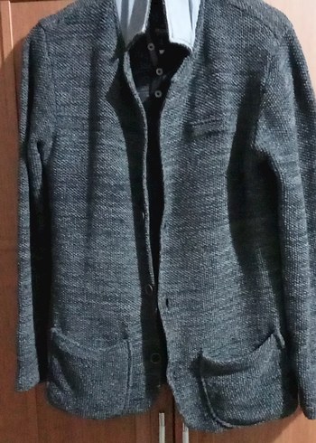 Düğmeli Erkek lacivert Yün Hırka - Görsel 2