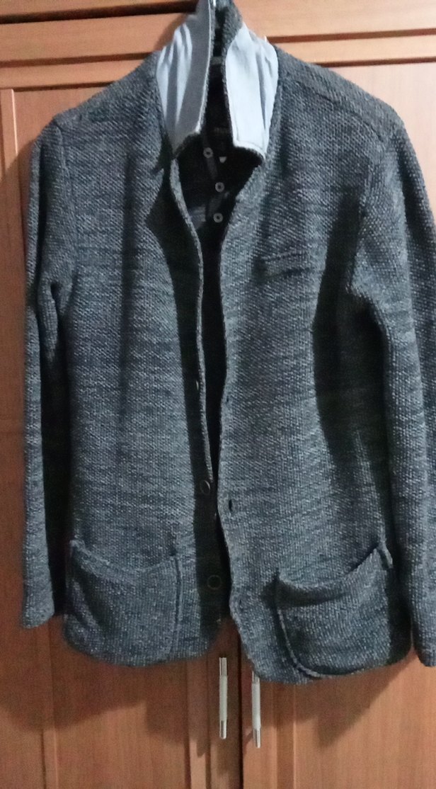 Düğmeli Erkek lacivert Yün Hırka - Görsel 2