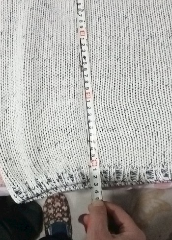 Beyaz siyahOversize Triko Kadın Kazak - Görsel 3