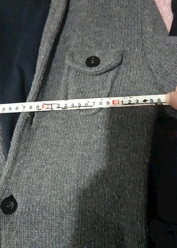 Düğmeli Gri Erkek Triko Ceket - Görsel 2