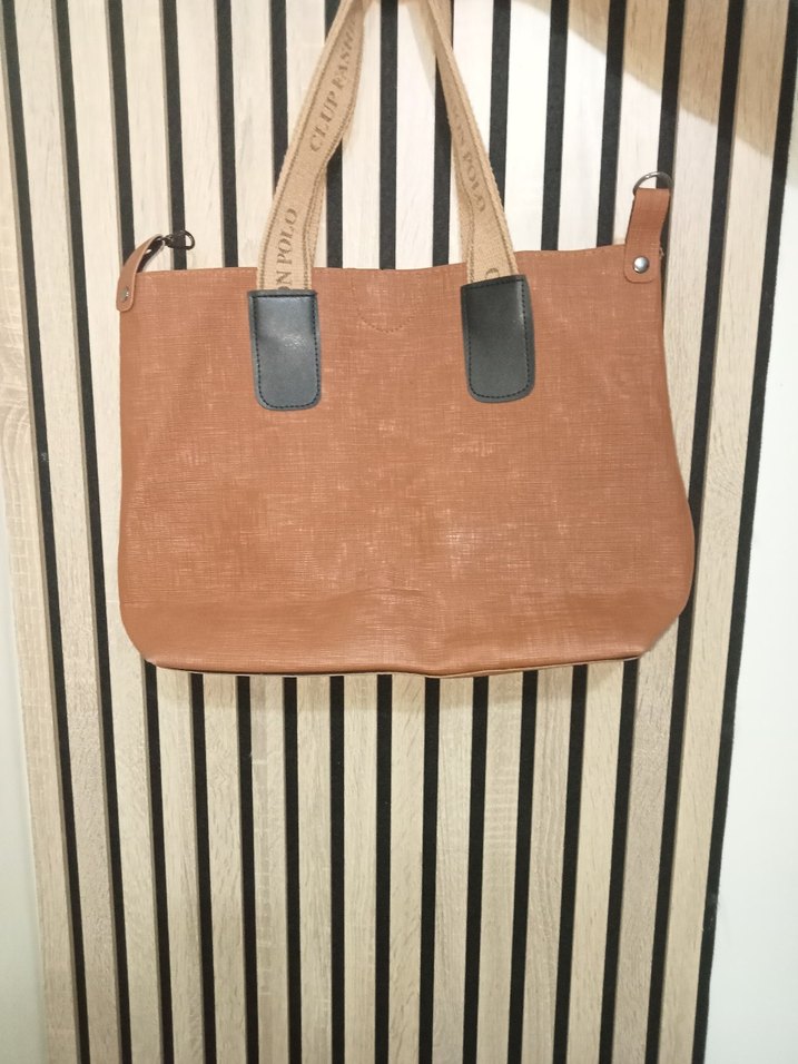 Bej Deri Kadın El Çantası - Görsel 5