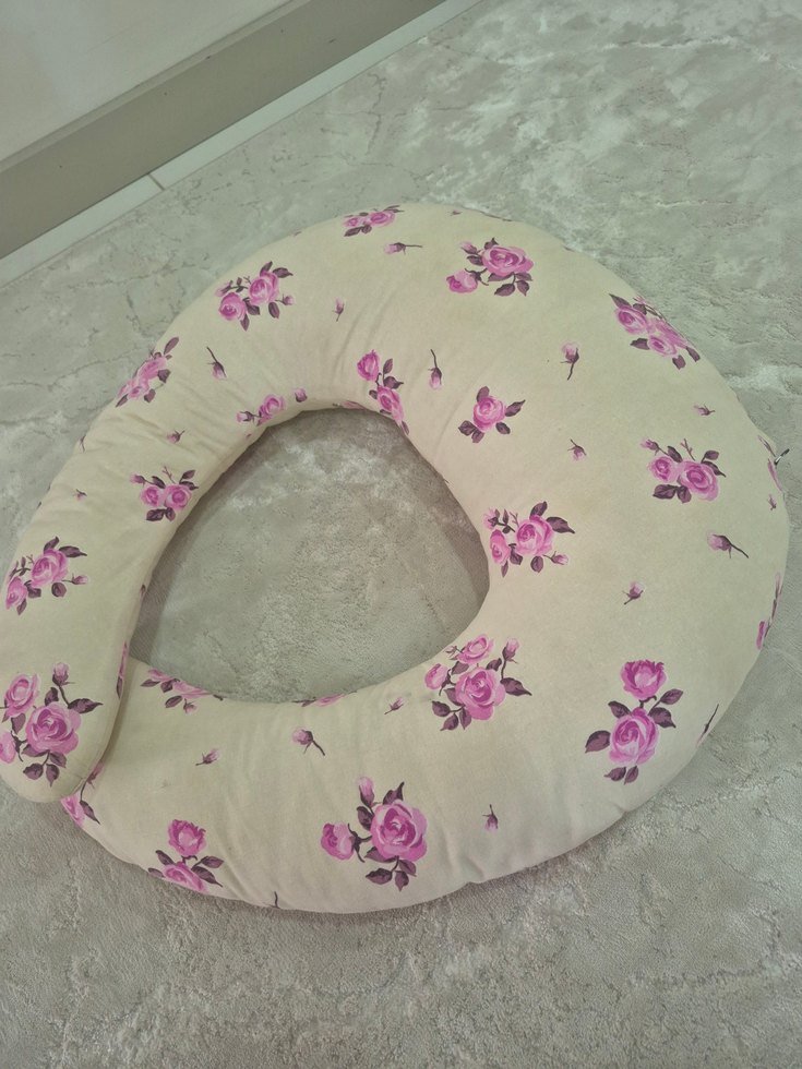Pembe Çiçek Desenli Hamile ve Emzirme Yastığı - Görsel 2