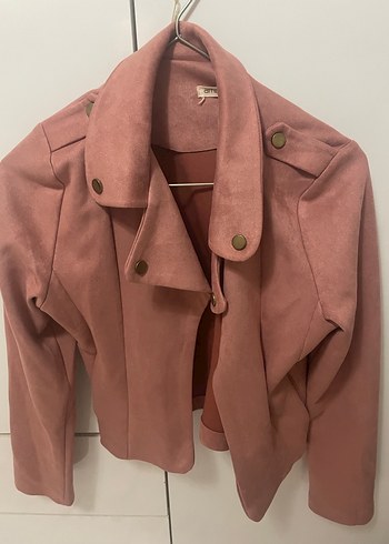 Düğmeli Pembe Süet Kadın Ceket