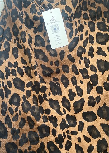 Diğer Kahverengi Leopar Desenli saten Uzun Etek