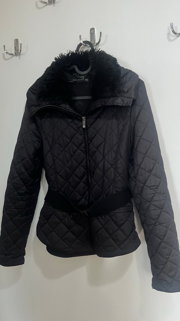 Zara Siyah Kürklü Kadın Kışlık Mont - Görsel 2