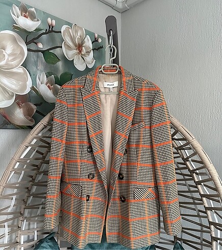Desenli Ekose Model Blazer Ceket