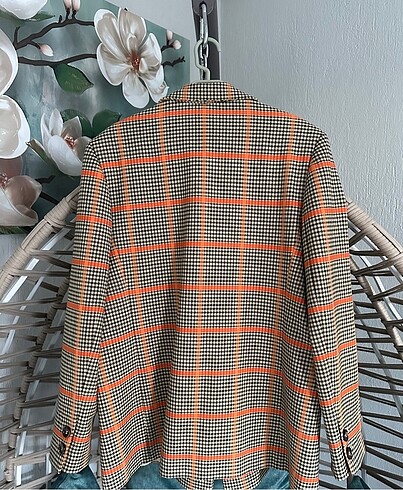 xl Beden Desenli Ekose Model Blazer Ceket