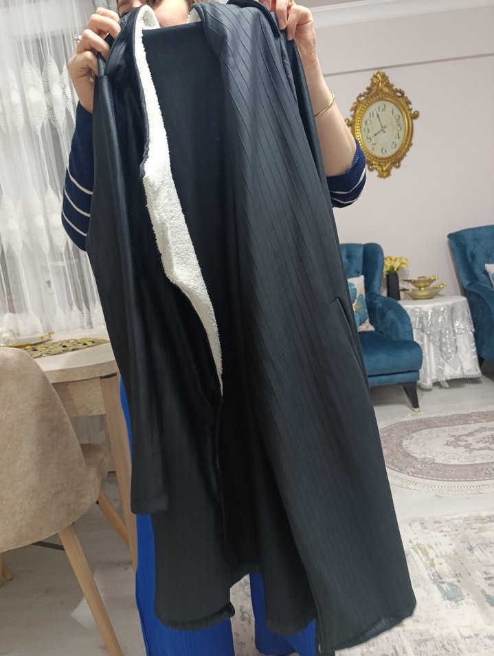 Gri Uzun Kollu Rahat Kadın hırka - Görsel 2